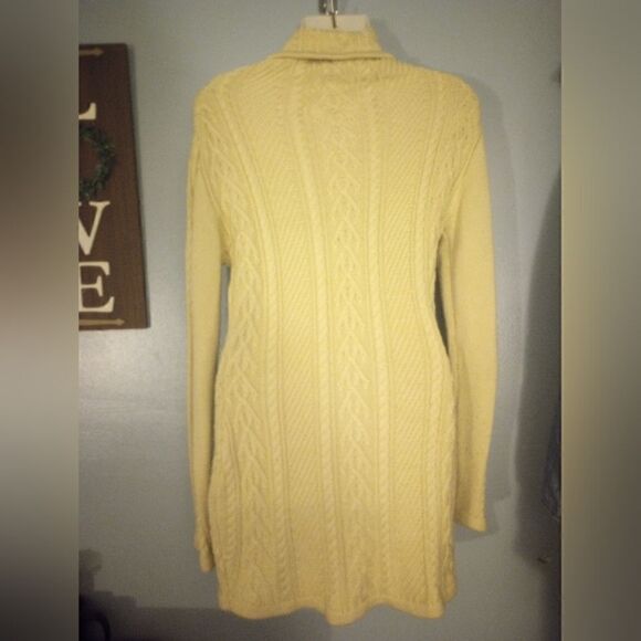 Cable knit turtle/cowl neck tunic viscose and nylon sweater/dress - Picture 5 of 12